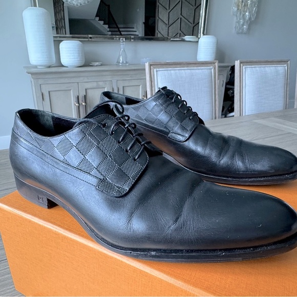Louis Vuitton 📸 Black Leather Damier Style Oxfords - Picture 4 of 15